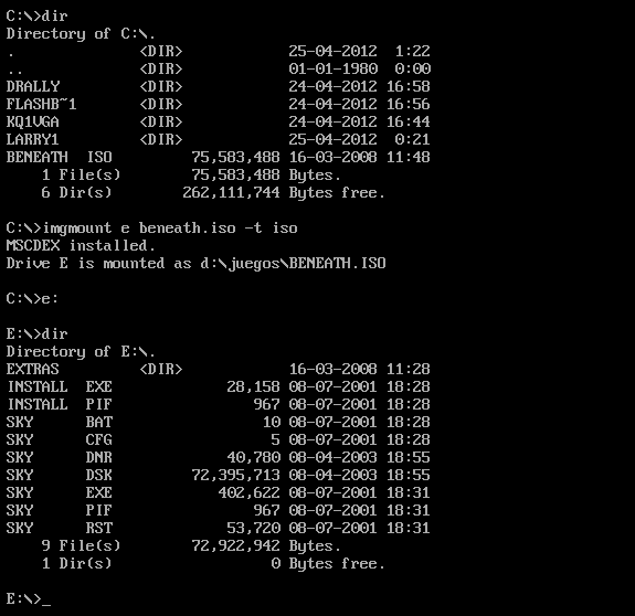 Montando imágenes en DOSBox (imgmount)
