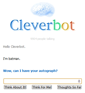 Cleverbot, un robot clon de Eliza ampliado con redes neuronales
