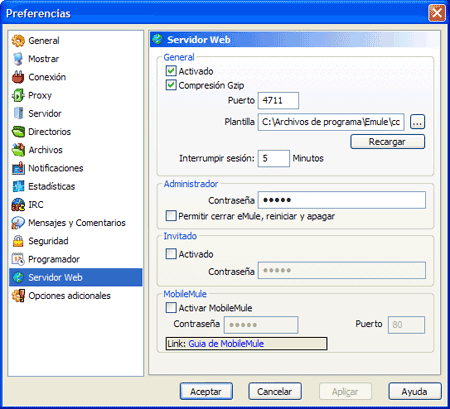 emule servidor web