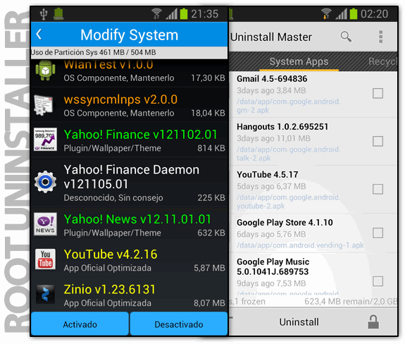 Desinstalar aplicaciones preinstaladas de las operadora en Android