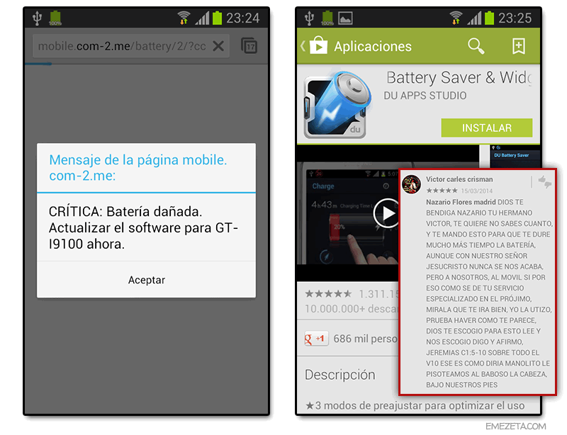 Publicidad engañosa: Batería del móvil, celular o smartphone