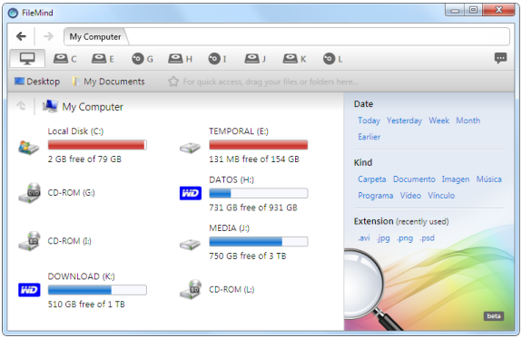 Alternativas al Explorer (Explorador de Windows): FileMind