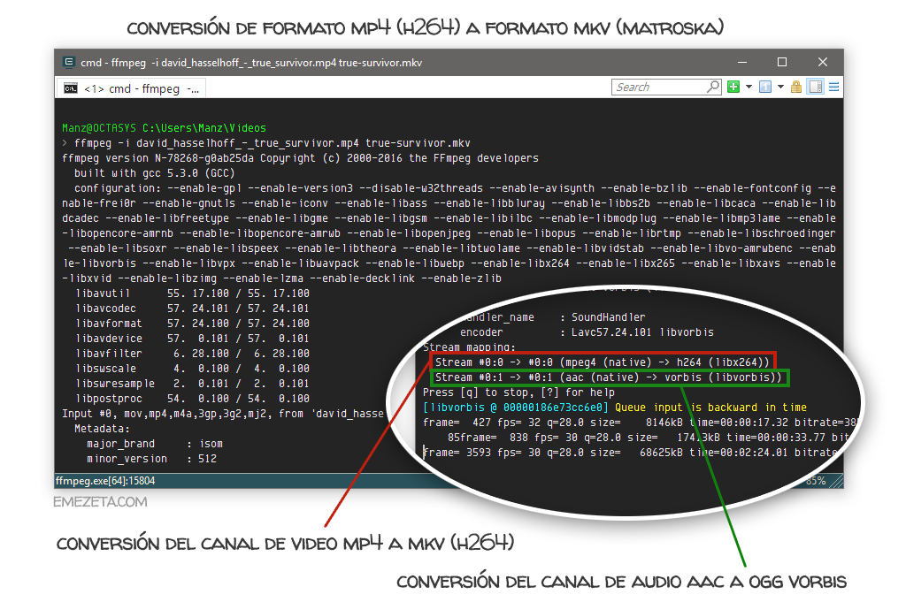 Convertir entre formatos de video con ffmpeg