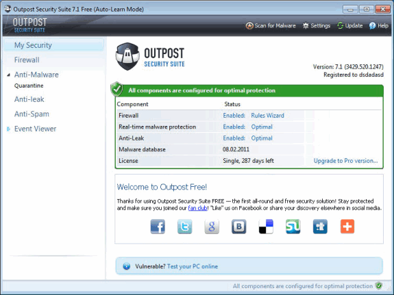 Firewalls o cortafuegos gratuitos: Agnitum Outpost Free