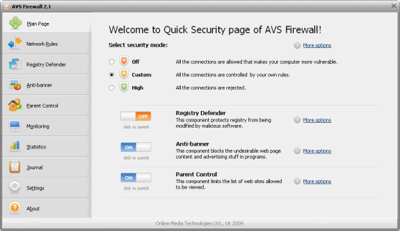 Firewalls o cortafuegos gratuitos: AVS Firewall