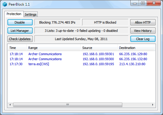 Firewalls o cortafuegos gratuitos: PeerBlock