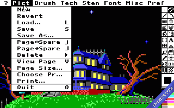 Formatos antiguos: Deluxe Paint II con una imagen de Maniac Mansion