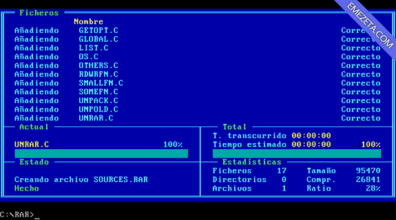 RAR / UNRAR: Compresor para MS-DOS