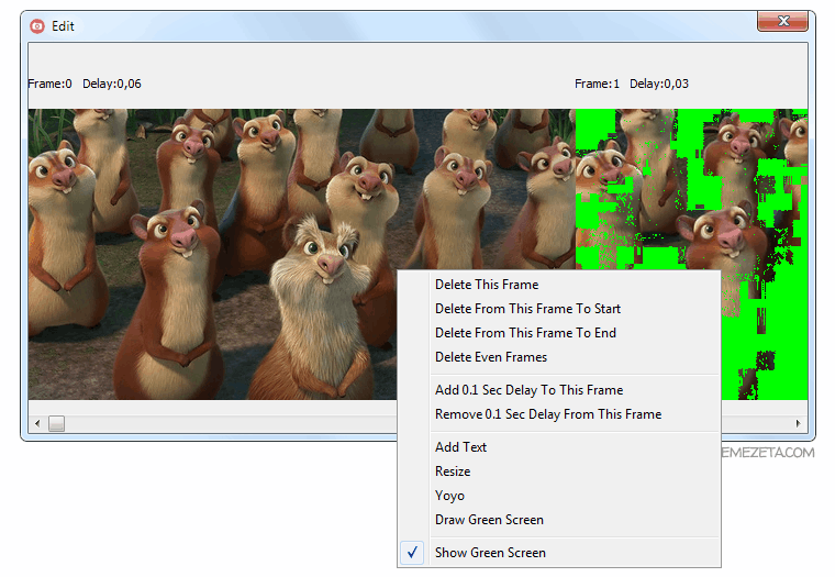 Editor de fotogramas (frames) de GifCam