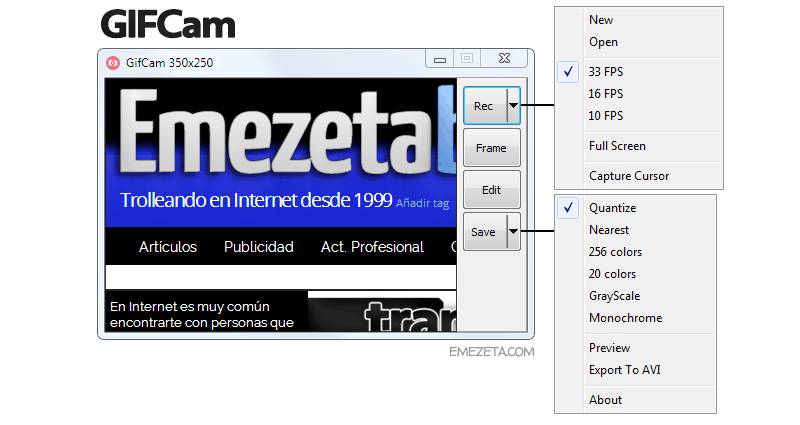 Gifcam: Programa para crear GIF animados o screencast en GIF