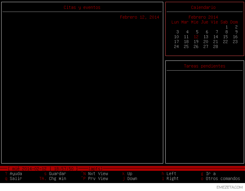 Calcurse: Calendario, citas y eventos en terminal de Linux