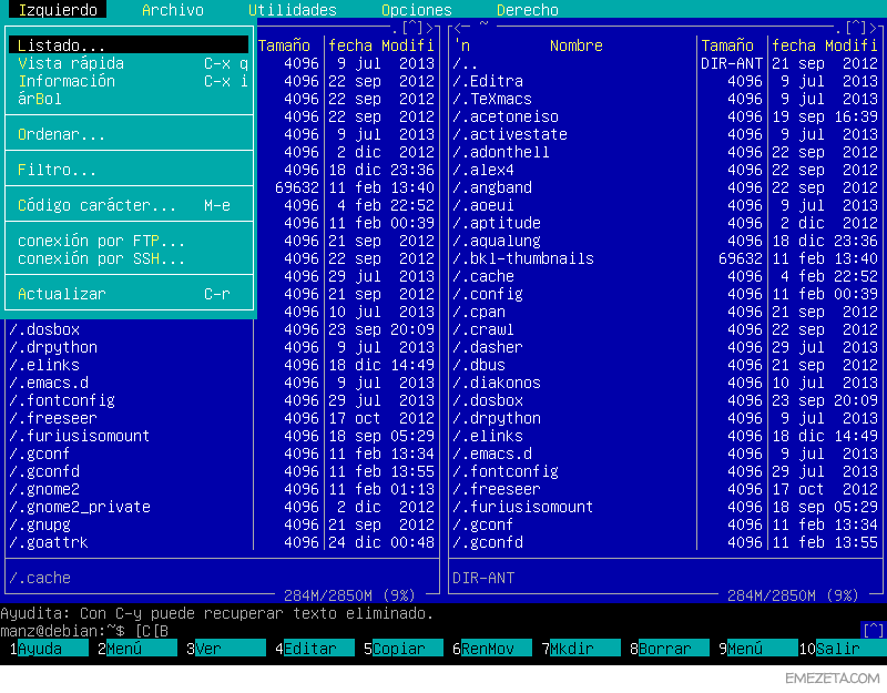 Midnight Commander: Explorador de archivos en modo texto
