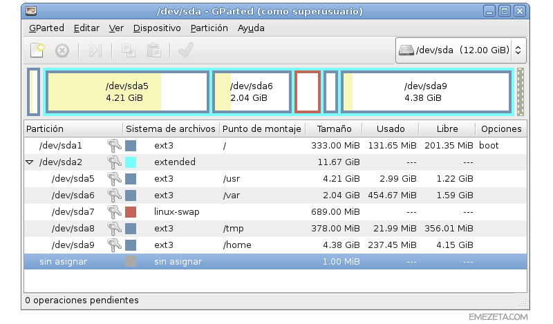 Herramientas para administradores de sistemas: Gparted