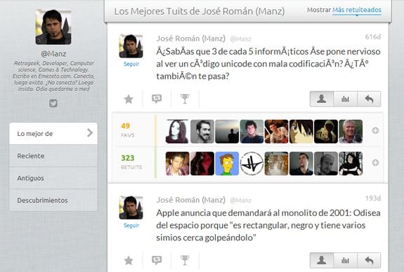 Favstar: Tweets más populares (con más retweets o favoritos)