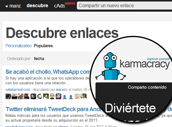 Herramientas y aplicaciones para Twitter: Karmacracy