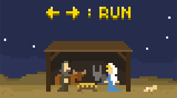 run jesus run juego flash retro 8 bits pixel