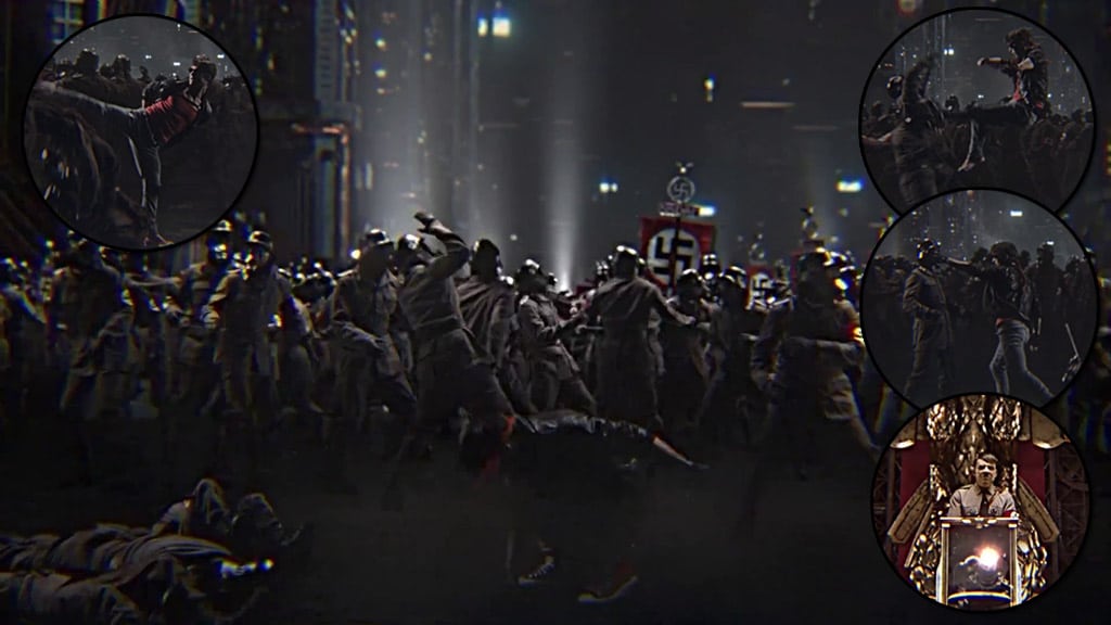 Escenas de pelea con los soldados nazi