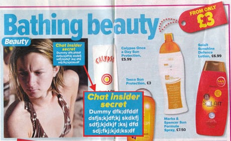 magazine dummy text