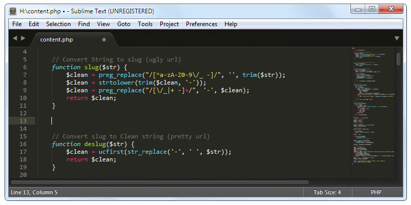 Sublime Text: Ayuda de sintaxis