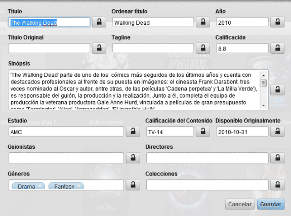 Plex Media Manager: Editar metadatos