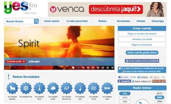 yes.fm escuchar musica internet gratis
