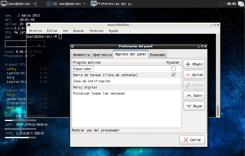 LXPanel, el panel de tareas del escritorio LXDE