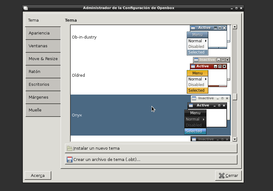 Configurando el tema de Openbox con ObConf