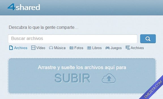 Páginas para subir o compartir archivos: 4shared