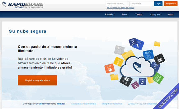 Páginas para subir o compartir archivos: Rapidshare