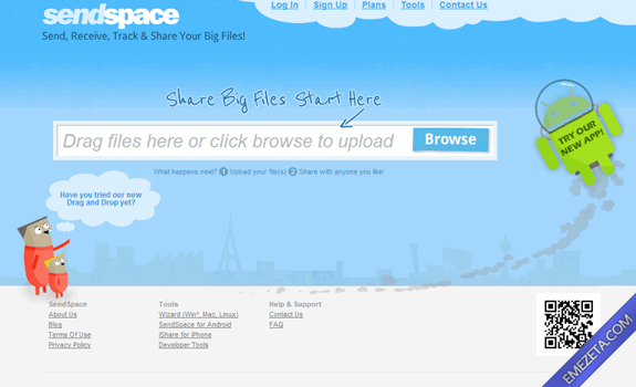 Páginas para subir o compartir archivos: Sendspace