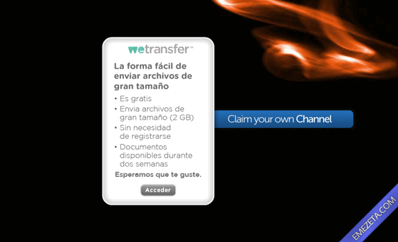 Páginas para subir o compartir archivos: Wetransfer