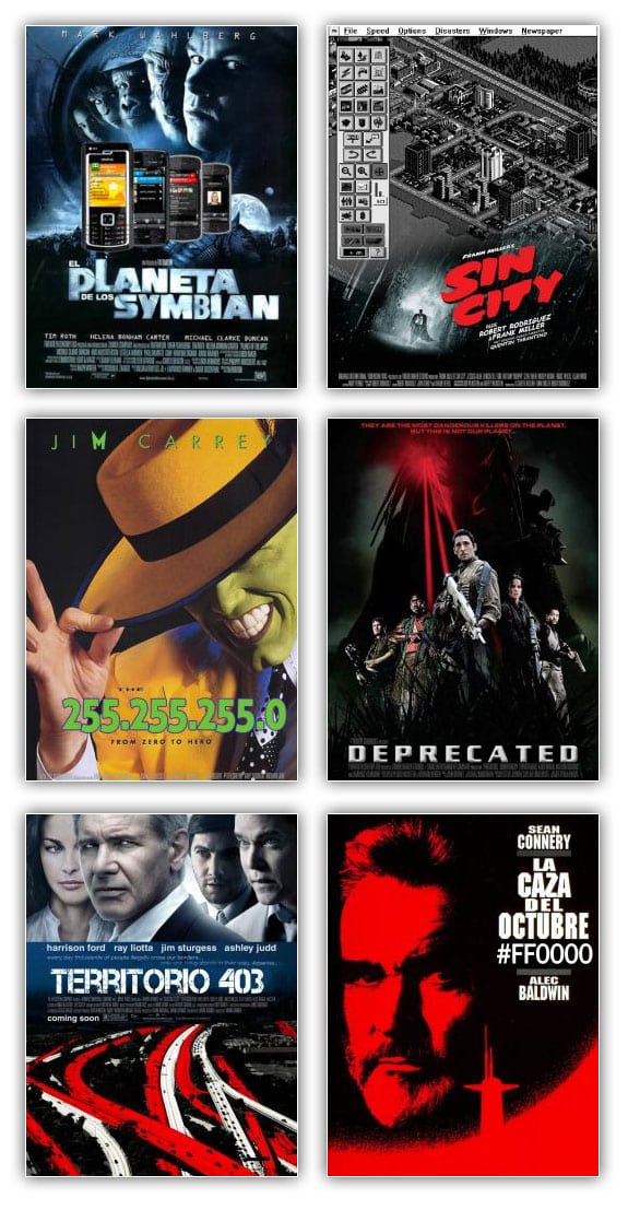 Peliculas informaticas: El planeta de los symbian, simcity, la mascara, deprecated, territorio 403, la caza del octubre #FF0000