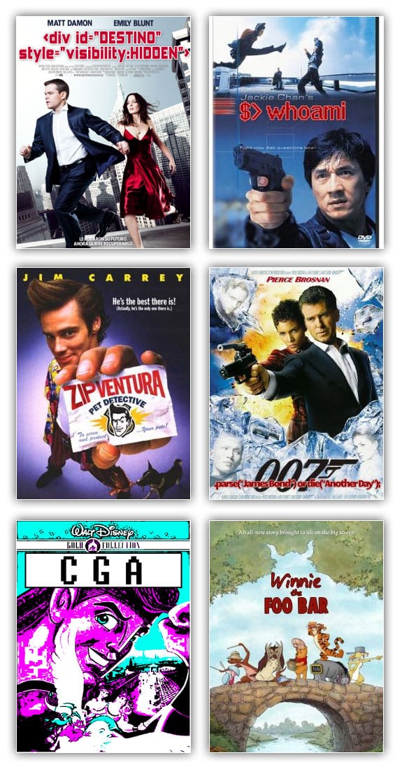 Peliculas informaticas: destino oculto, whoami, zip ventura, 007 die another day, cga hercules, winnie the foobar