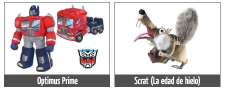 peluches optimus prime scrat ice age edad hielo