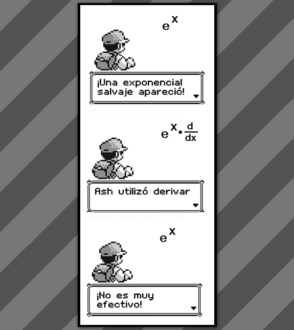 Chiste matemático en el que se ve una función exponencial siendo derivada.