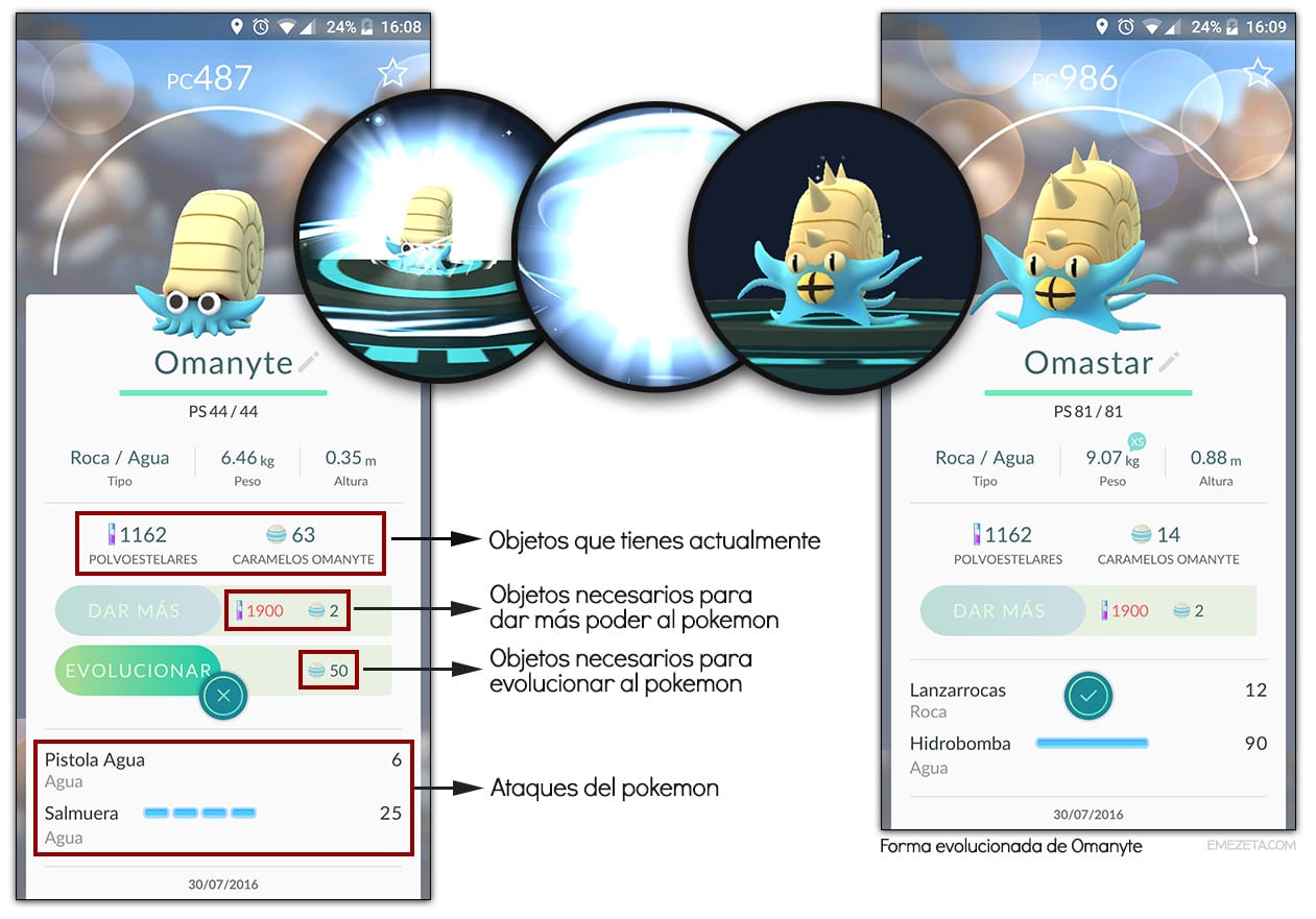 Evolucionar pokemon en Pokémon Go