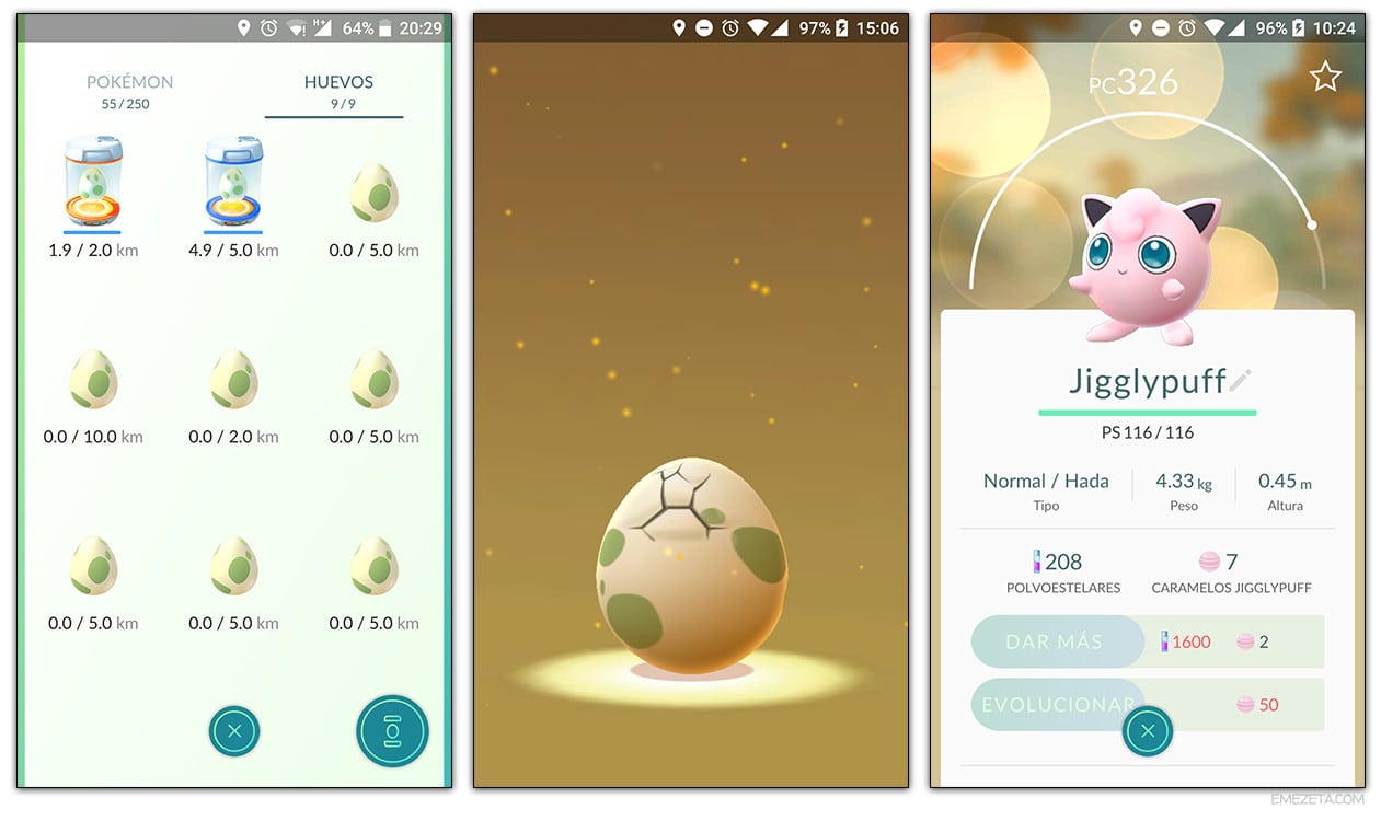 Huevos de Pokémon Go