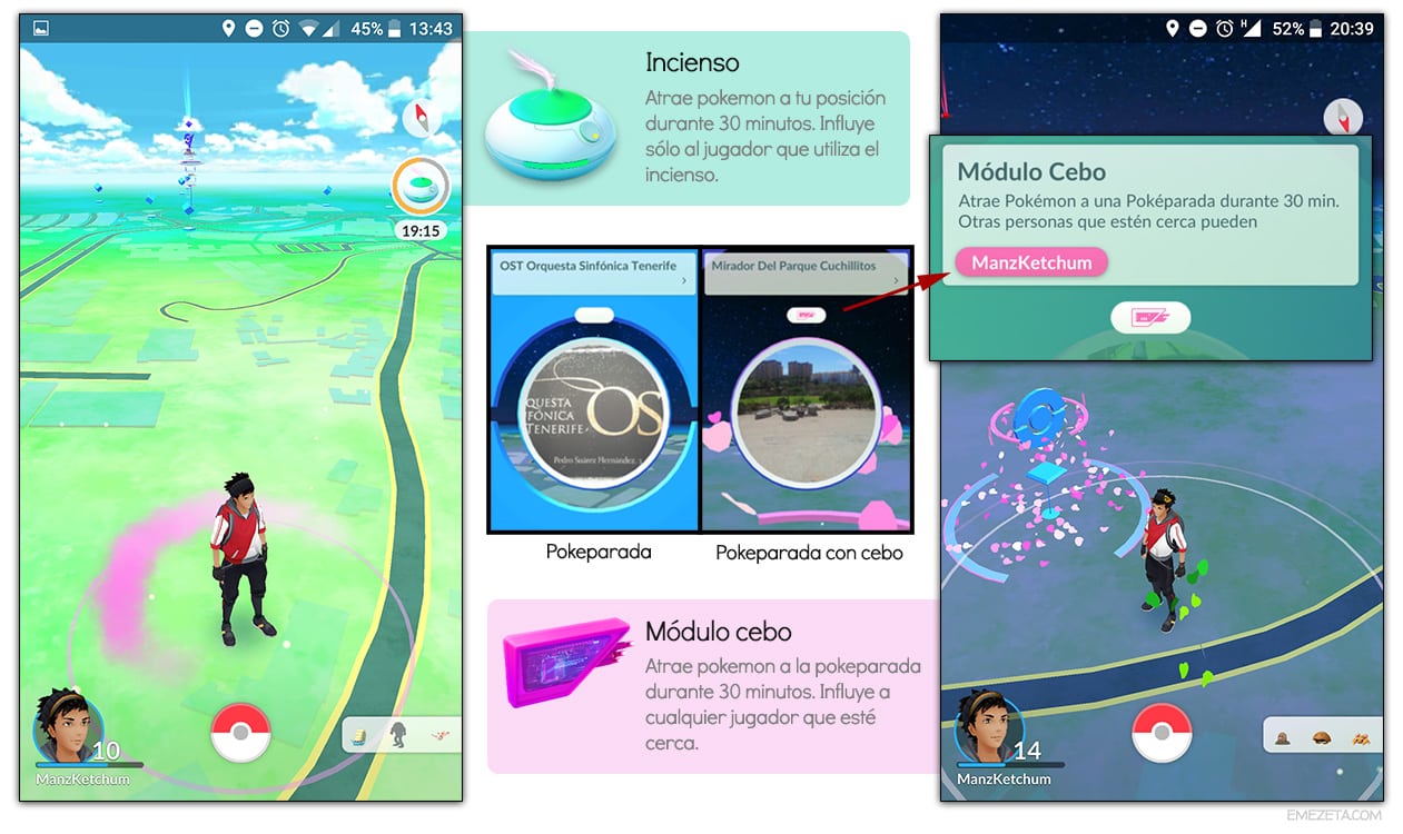 Pokémon Go: Incienso y módulo cebo