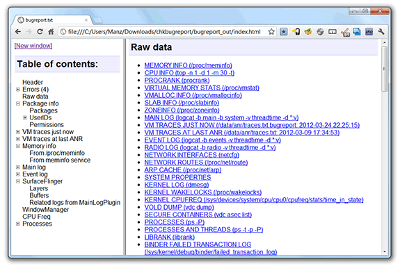 Check Bugreport