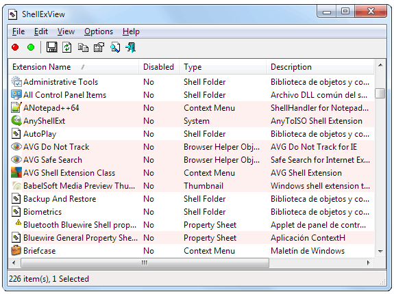 ShellExView permite desactivar o eliminar acciones que no utilices