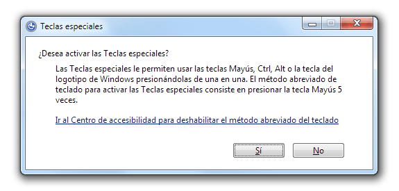 Sticky Keys, como desactivar las teclas especiales