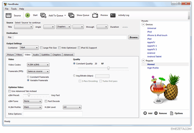 Convertir entre formatos de audio y video: Handbrake
