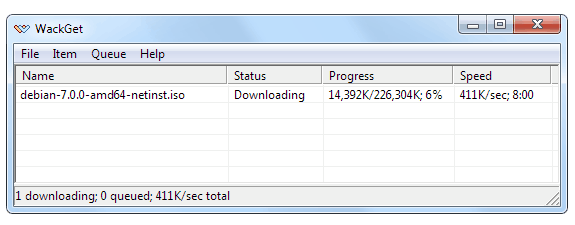 Wackget: Gestor de descargas minimalista