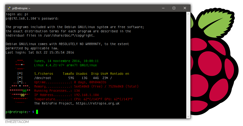 Terminal SSH en Raspberry Pi 3