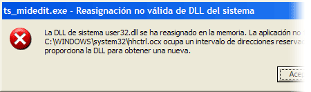 reasignacion no valida dll sistema