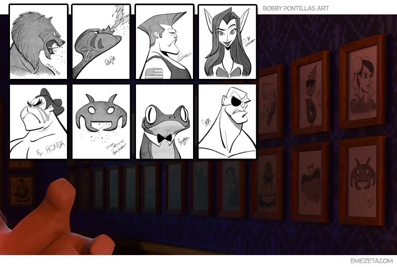 Rompe Ralph: Cuadros y caricaturas en Rompe Ralph (Tapper)