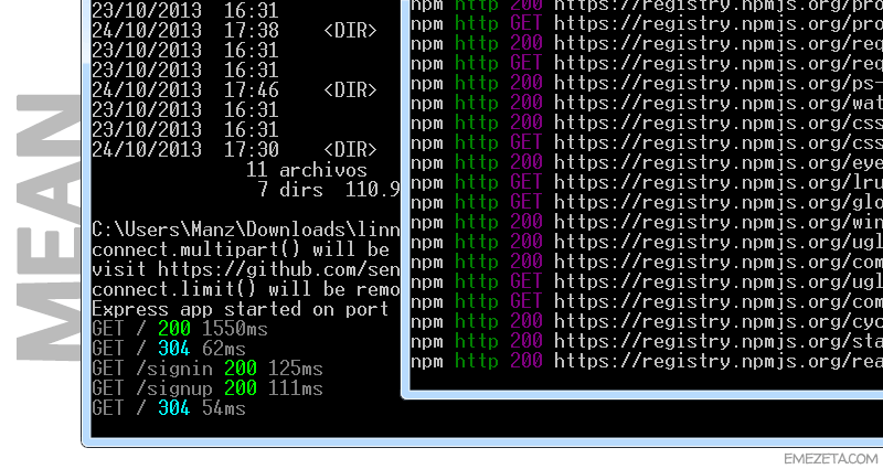MEAN (MongoDB + Express + AngularJS + NodeJS)