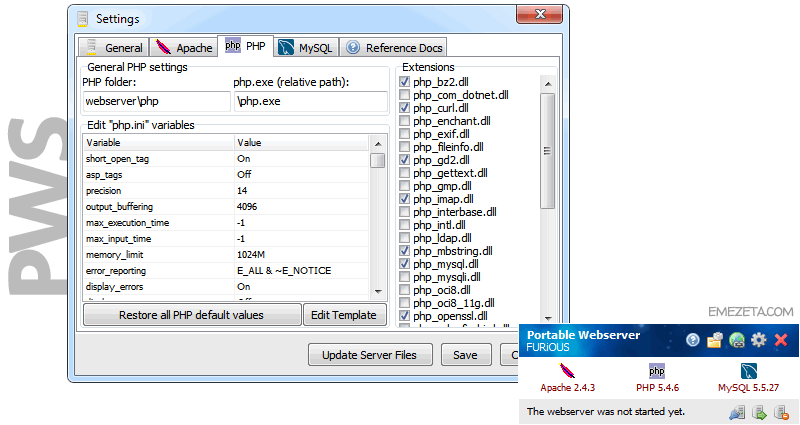 Portable WebServer (Apache + PHP + MySQL)