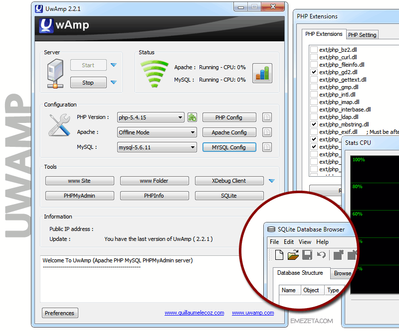 UwAmp (Apache + MySQL + PHP)