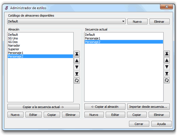 Aegisub, administrador de estilos de subtítulos